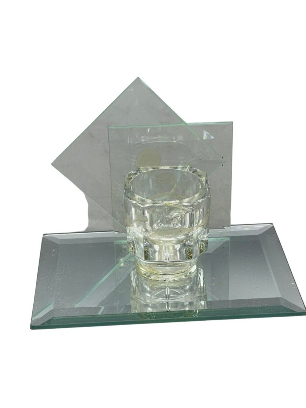 handmade candle holder mirror decor glass rectangle square 6x4" READ